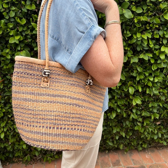 Handbags - African Sisel Woven Striped Bag